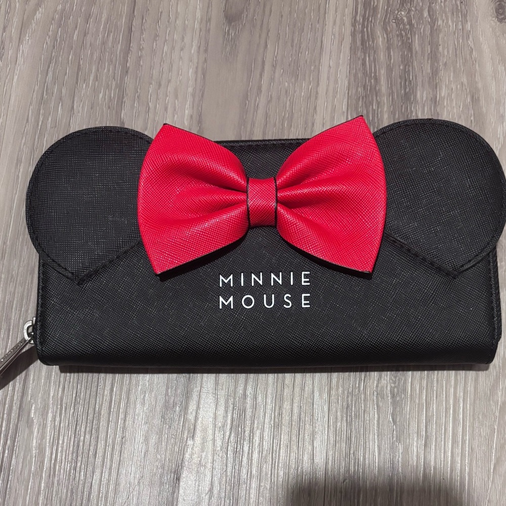 Loungefly Black Disney Wallet with red bow